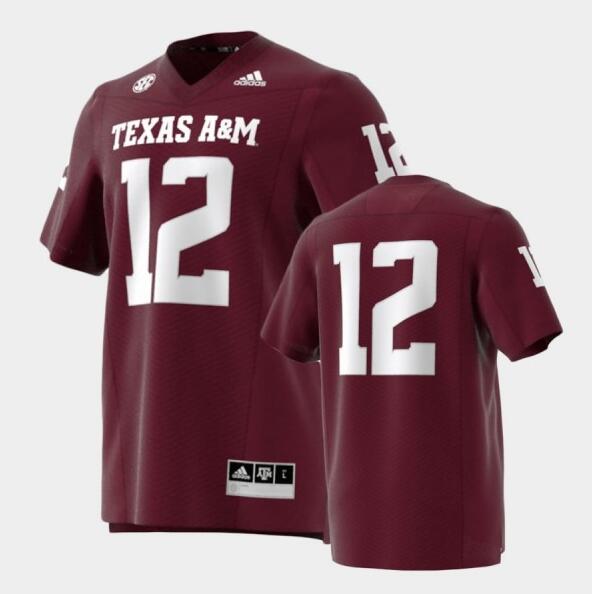 Men's Texas A&M Aggies #12 Maroon Strategy Premier Stitched Football Jersey